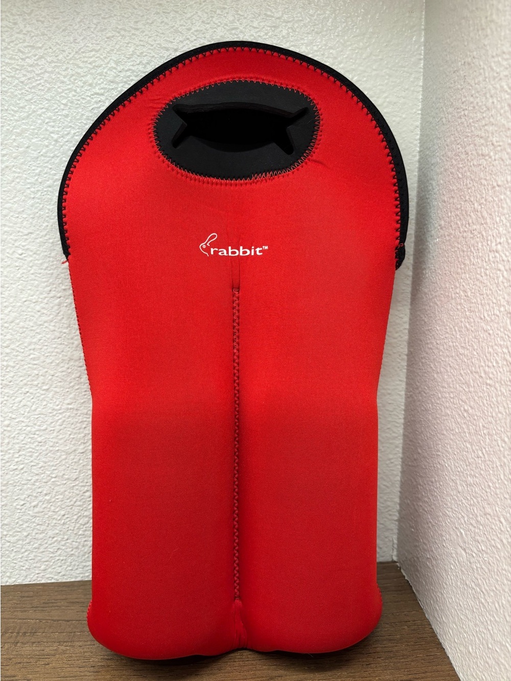 Rabbit Red Neoprene Double Bottle Tote - Insulated Wine Carrier